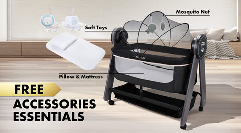 ￼Crolla Zenn (Jet Black)- Modern Baby Electric Swing Crib